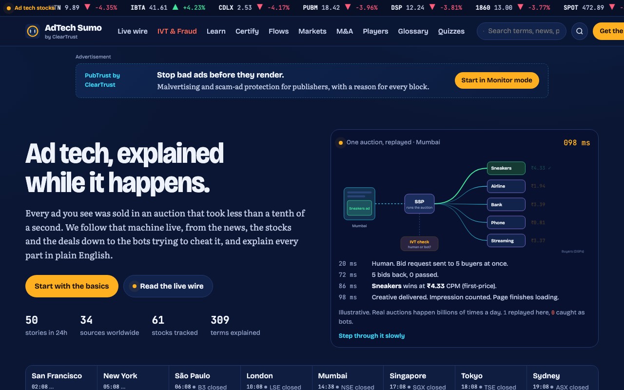 The front page of AdTech Sumo