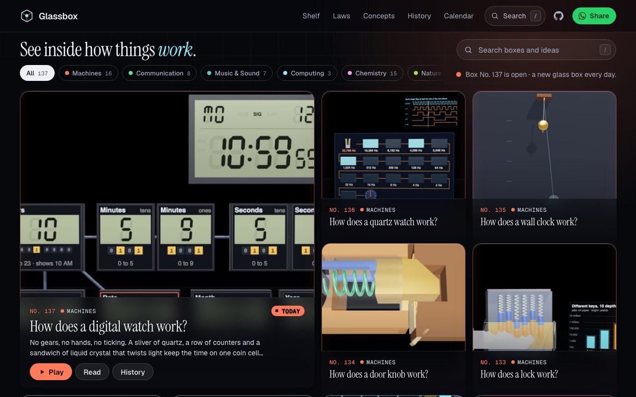 The front page of Glassbox