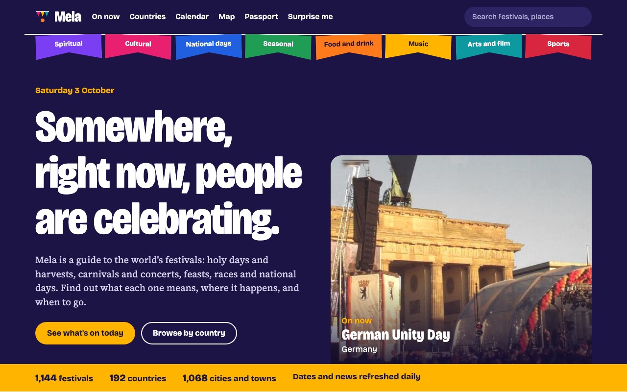 The front page of Mela